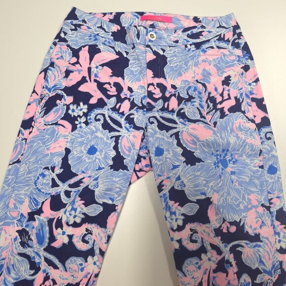 Lilly Pulitzer Kelly Highrise Crop Flare in Bright Navy Amore Please Size 4 - Picture 6 of 13